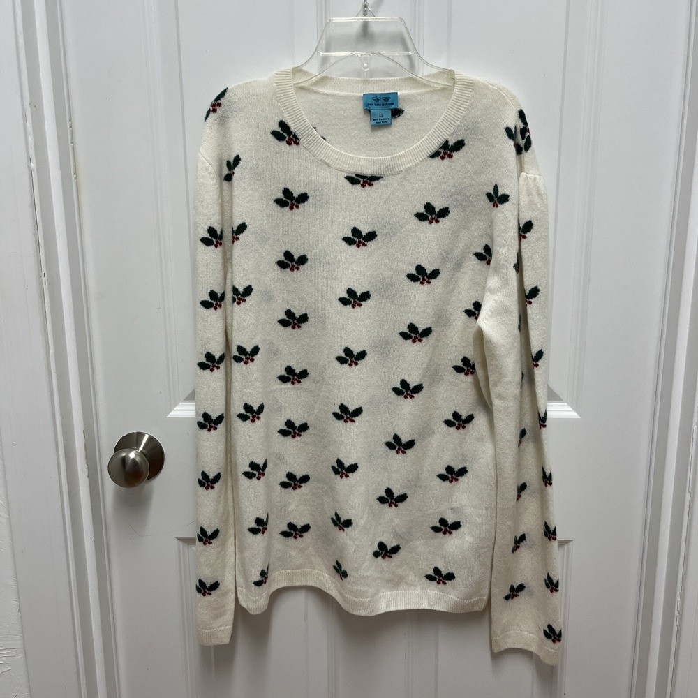 two bees Super Soft cashmere Poinsettia Cashmere Pullover Sweater Size‎ XL